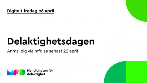 Delaktighetsdagen 26 april. Delaktighetsdagens logga med informationstext.