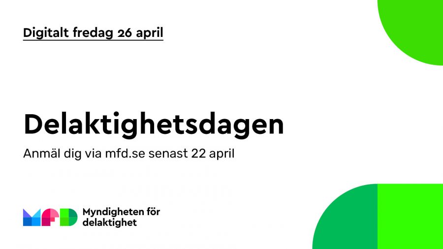 Delaktighetsdagen 26 april. Delaktighetsdagens logga med informationstext.